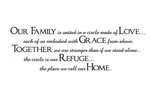 Our family is united in a circle Vinyl Wall Decal